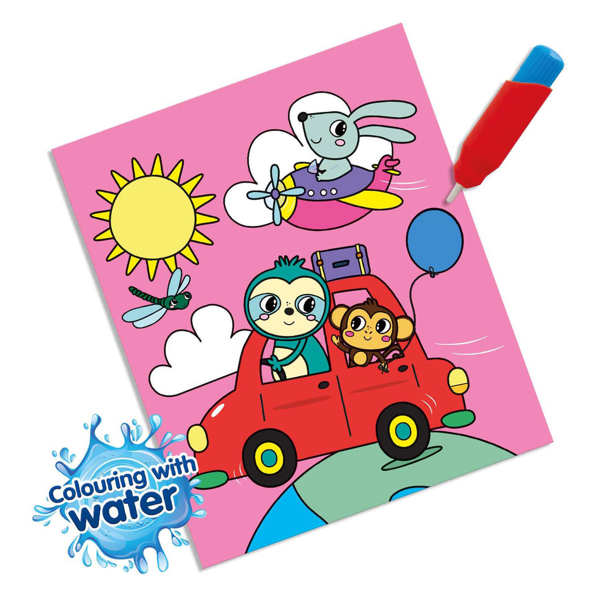 SES colors with water coloring book - Traveling