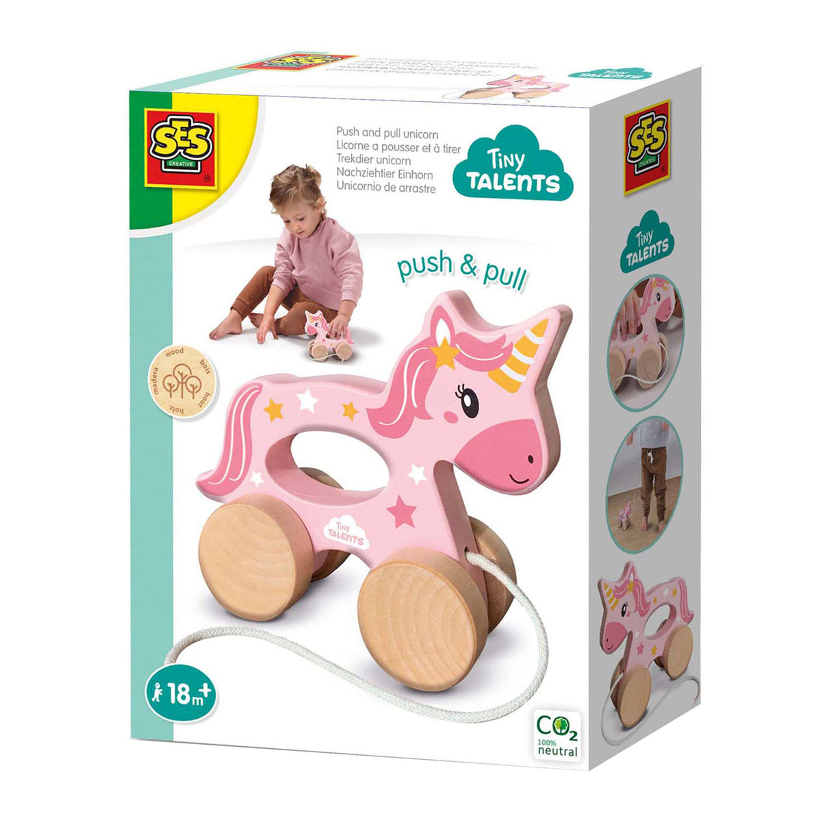 Ses wooden pull animal 2 in 1 - unicorn