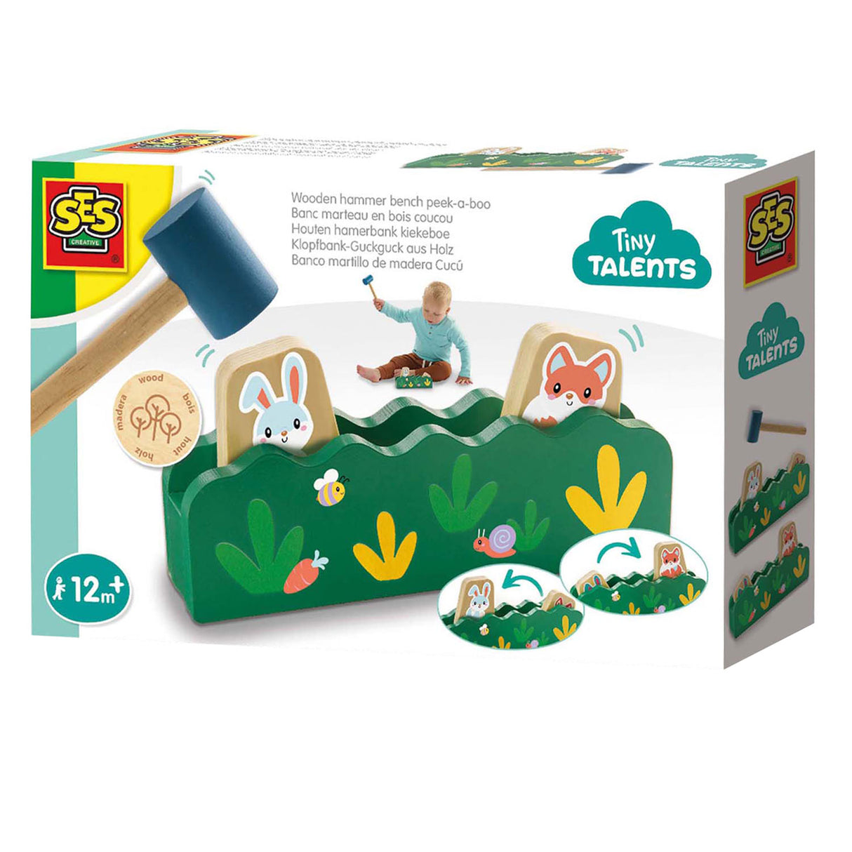 Ses hammarbänk peek-a-boo i trä