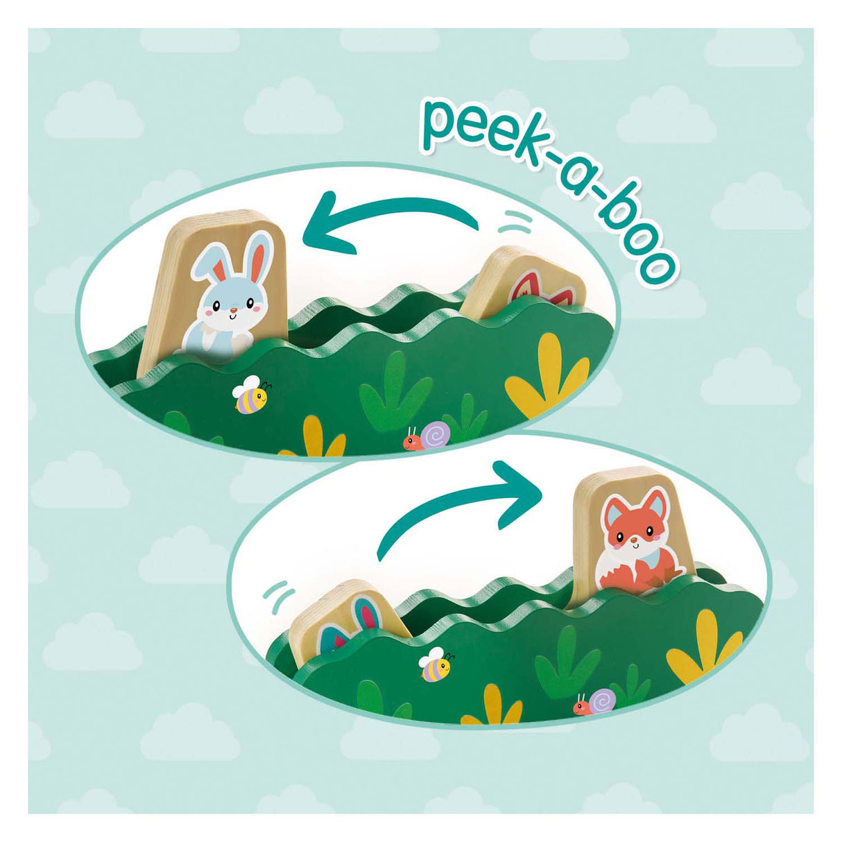 Ses hammarbänk peek-a-boo i trä