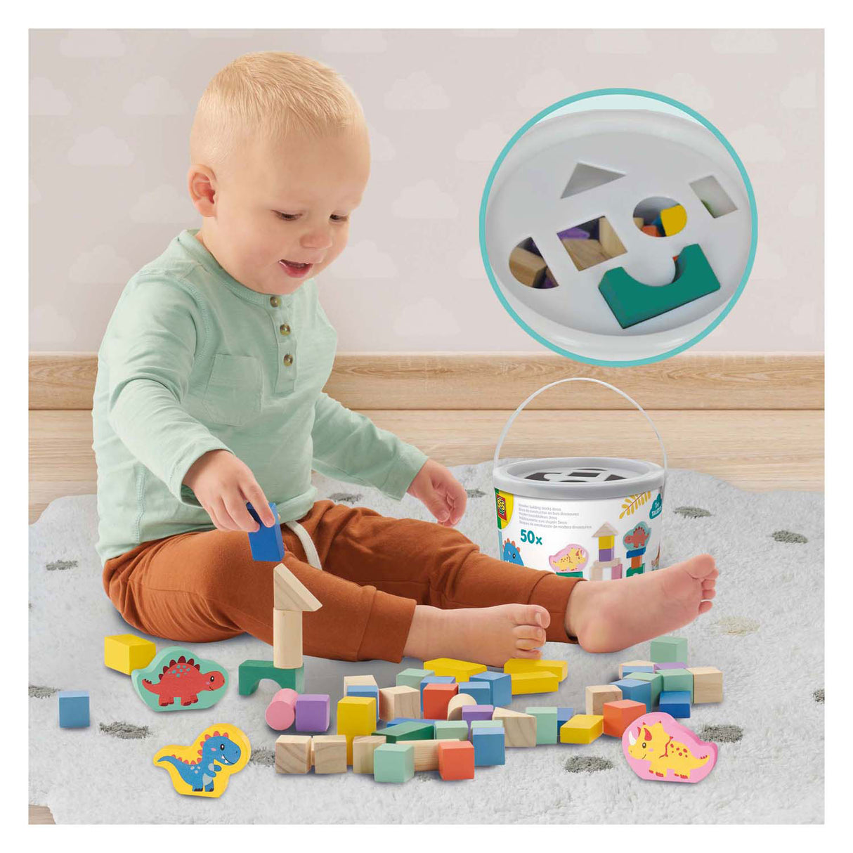 SES wooden building blocks Dinos, 50th.