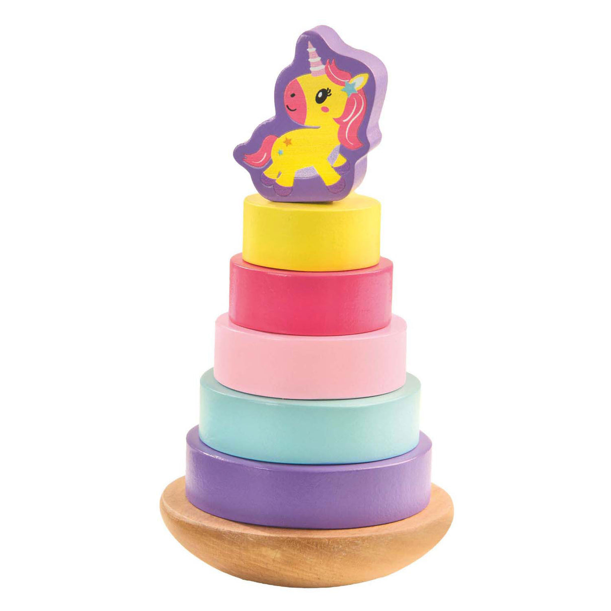 Tá túr cruachta adhmaid unicorn