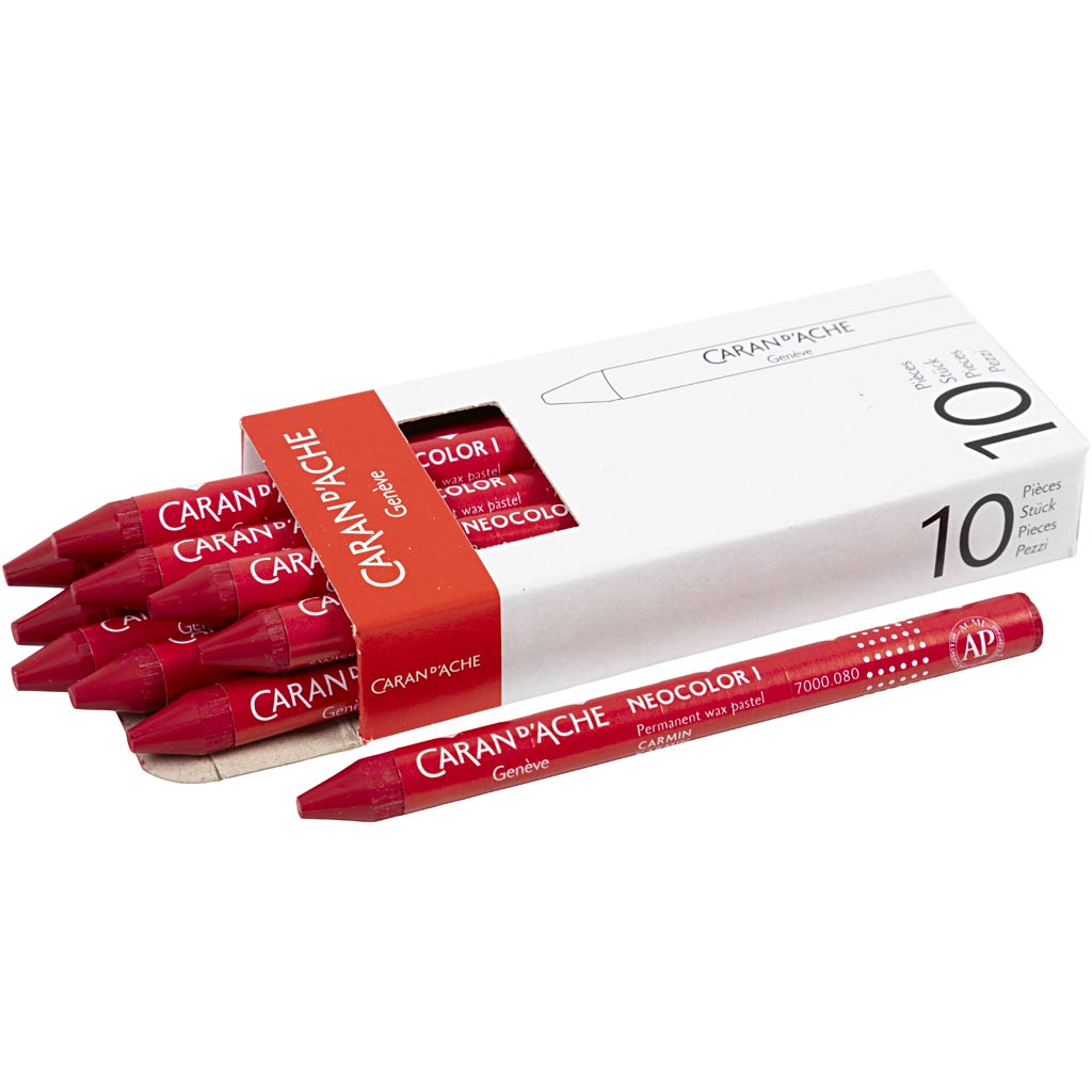 Caran dache caran d'ache neocolor i, l: 10 cm, thickness 8.5 mm, carmine (080), 10 pieces 1 box