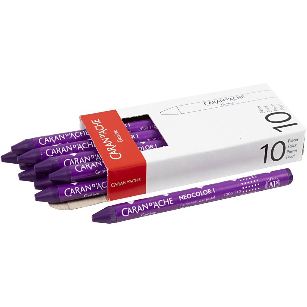 Caran dache caran d’ache neocolor i, l: 10 cm, dikte 8,5 mm, lilac (110), 10 stuk 1 doos