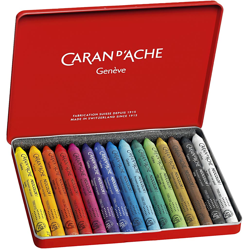 Caran dache caran d'ache neocolor i, l: 10 cm, thickness 8.5 mm, various colors, 15 pieces 1 box