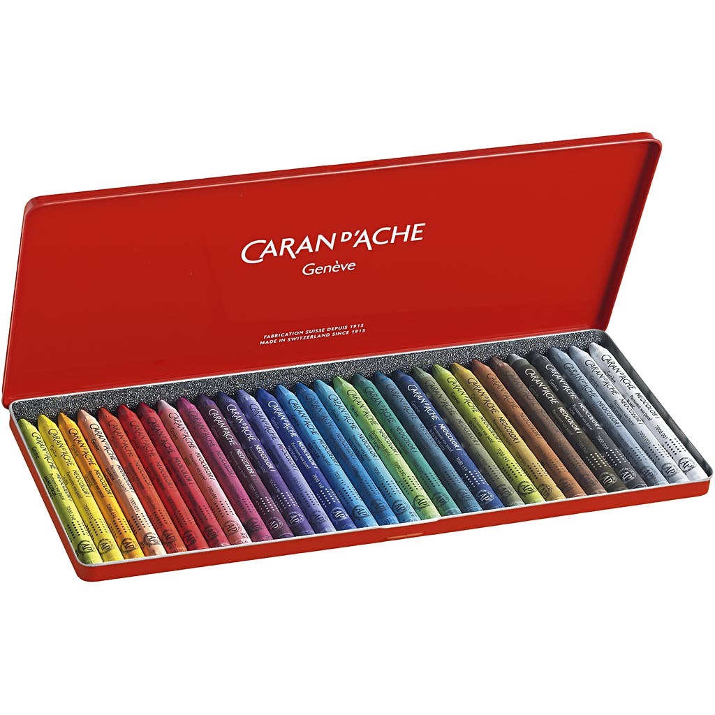 Caran dache caran d’ache neocolor i, l: 10 cm, dikte 8,5 mm, diverse kleuren, 30 stuk 1 doos