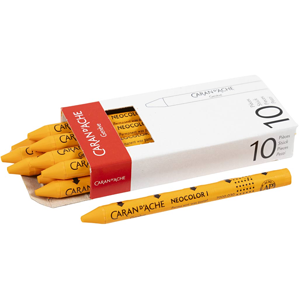 Caran dache caran d'ache neocolor i, l: 10 cm, thickness 8.5 mm, orange (030), 10 pieces 1 box