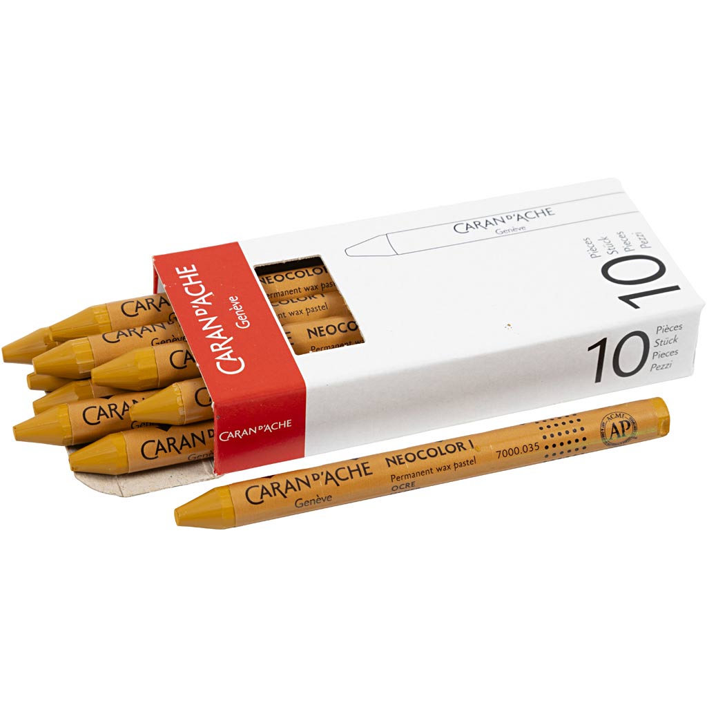 Caran dache caran d'ache neocolor i, l: 10 cm, thickness 8.5 mm, ochre (035), 10 pieces 1 box