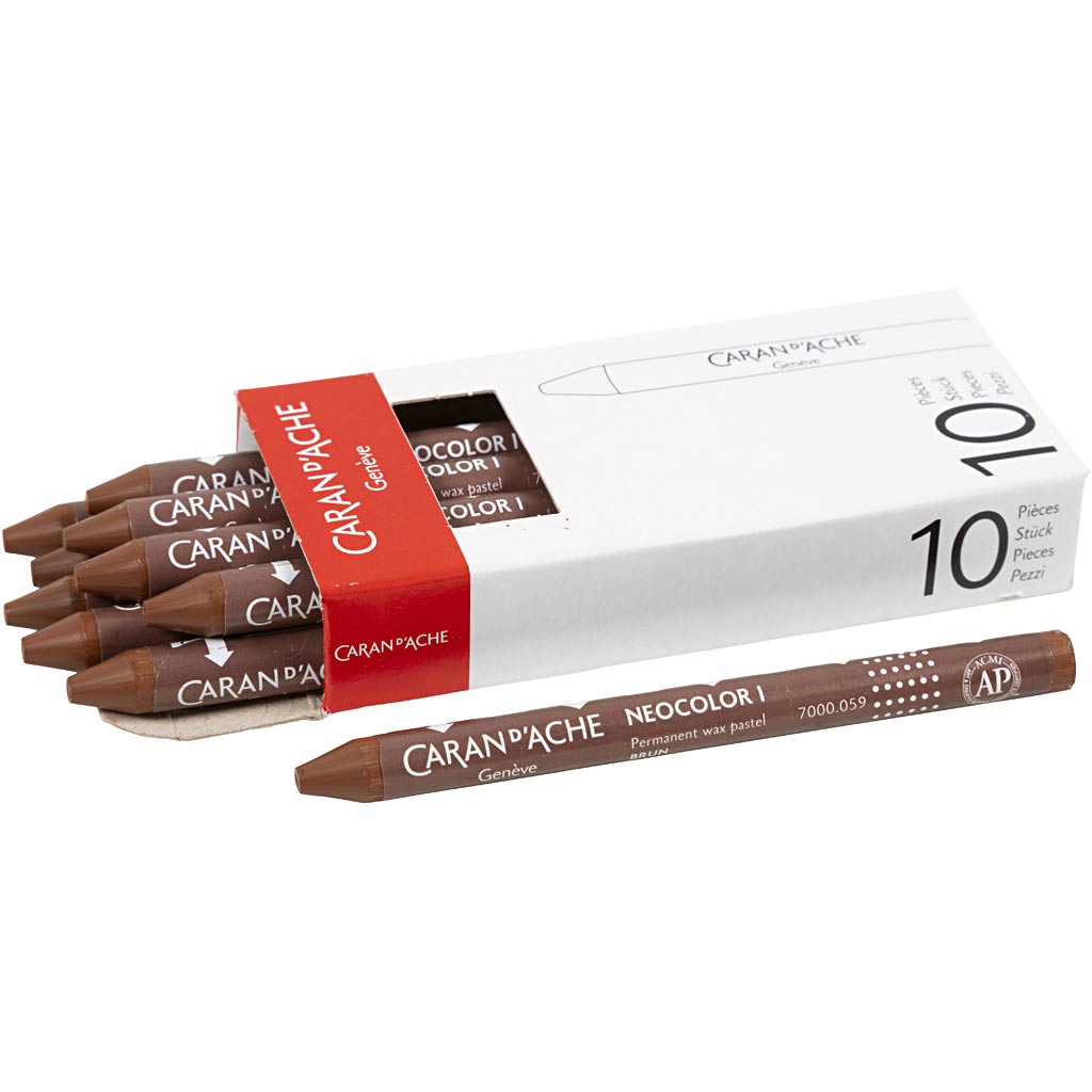 Caran dache caran d'ache neocolor i, l: 10 cm, thickness 8.5 mm, brown (059), 10 pieces 1 box