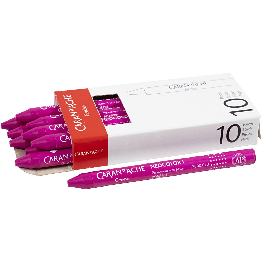 Caran dache caran d’ache neocolor i, l: 10 cm, dikte 8,5 mm, crimson (090), 10 stuk 1 doos