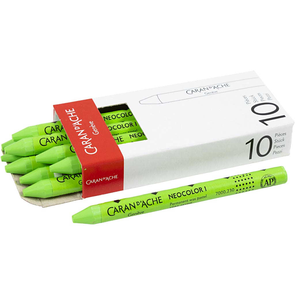 Caran dache caran d'ache neocolor i, l: 10 cm, thickness 8.5 mm, yellow green (230), 10 pieces 1 box