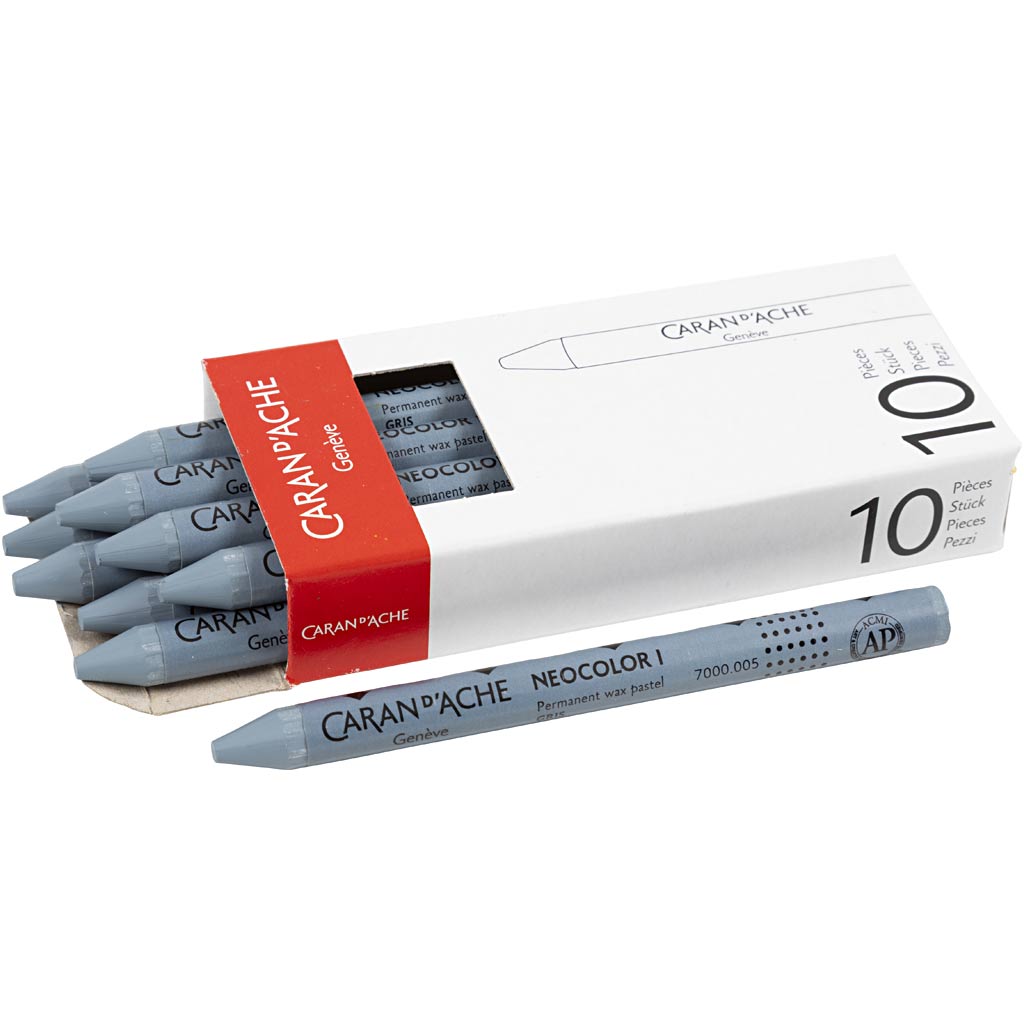 Caran dache caran d'ache neocolor i, l: 10 cm, thickness 8.5 mm, grey (005), 10 pieces 1 box