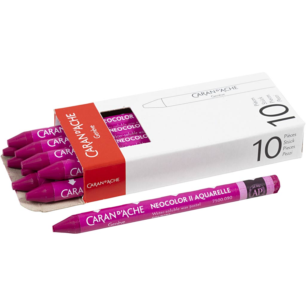 Caran dache caran d'ache neocolor ii, l: 10 cm, thickness 8.5 mm, crimson (090), 10 pieces 1 box