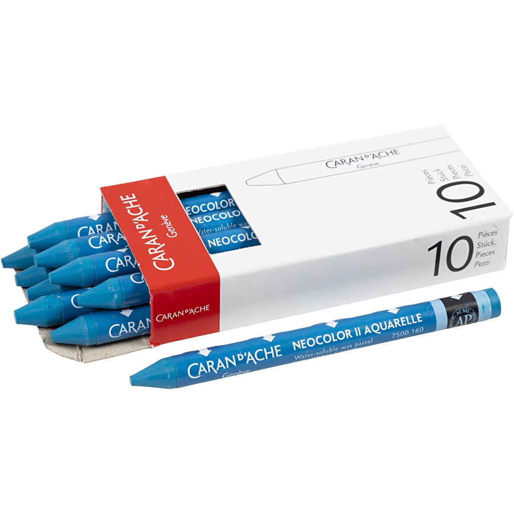 Caran dache caran d'ache neocolor ii, l: 10 cm, thickness 8.5 mm, cobalt blue (160), 10 pieces 1 box