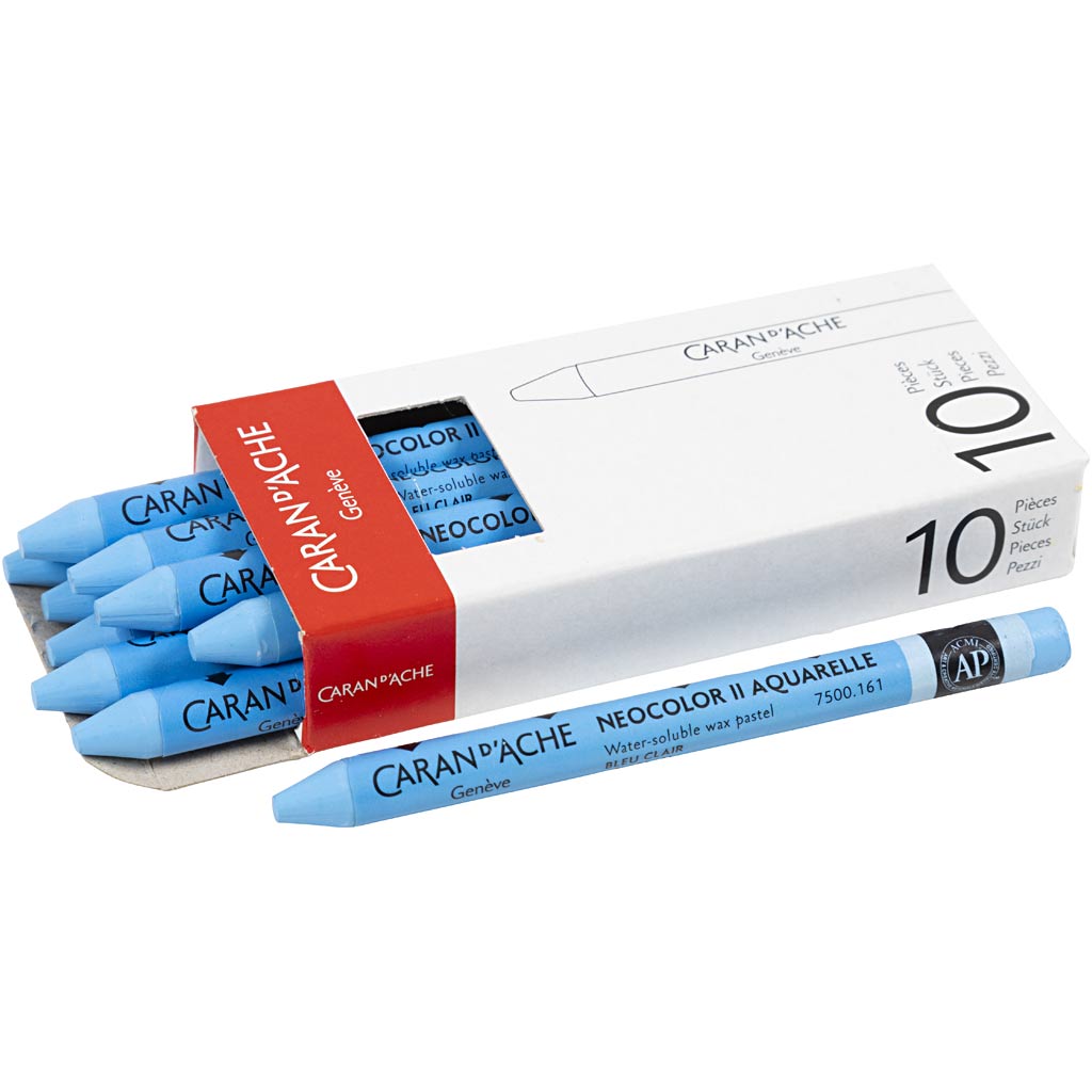 Caran dache caran d'ache neocolor ii, l: 10 cm, thickness 8.5 mm, light blue (161), 10 pieces 1 box