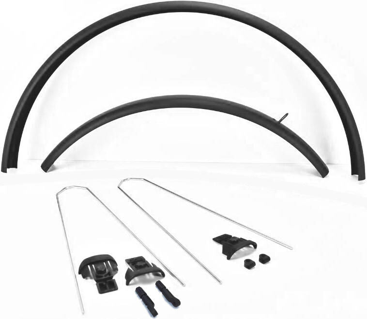 CURANA fender set "Apollo"28", aluminium, blacksingle package, extreme stable, compl. with stays, stays attachment, edge protection and movable bridge, without screws, washers and nuts. These are available optional (0.341.659/1)