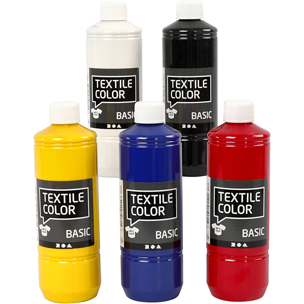 Textile paint - Primary colors, 5x500ml