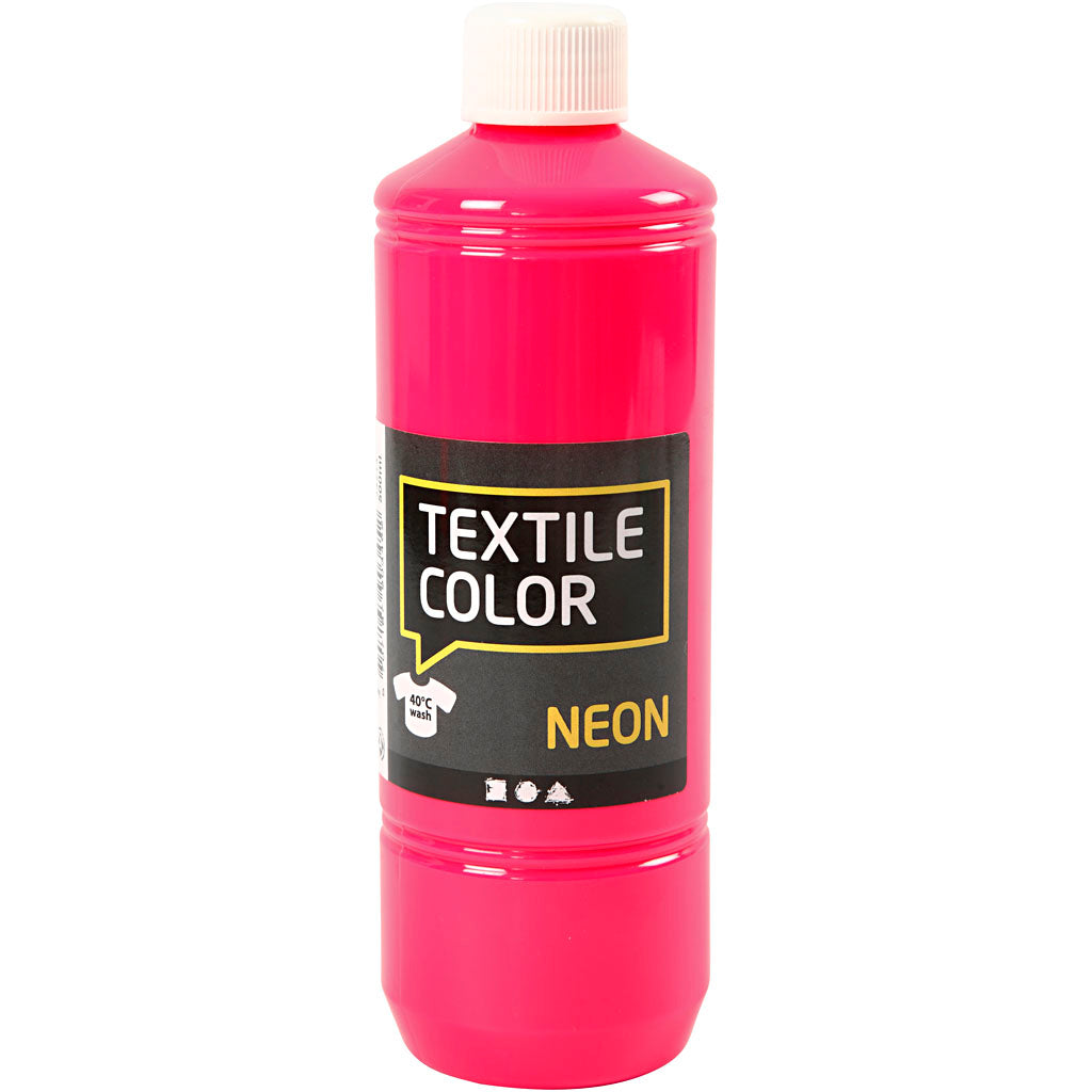 Creativ Company Têxtil cor semi -cobrança tinta têxtil - rosa neon, 500ml
