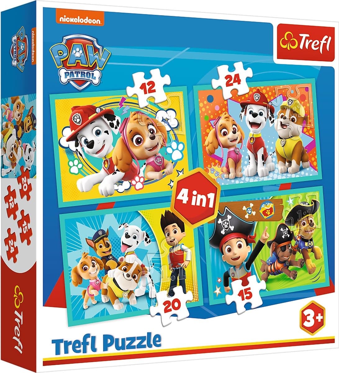 Trefl Puzzle - Paw Patrol 4 en 1 rompecabezas - 12 a 24 piezas