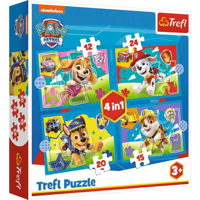 Oku Paw Patrol 4 in 1 Puzzle 12-15-20 and 24 Pieces