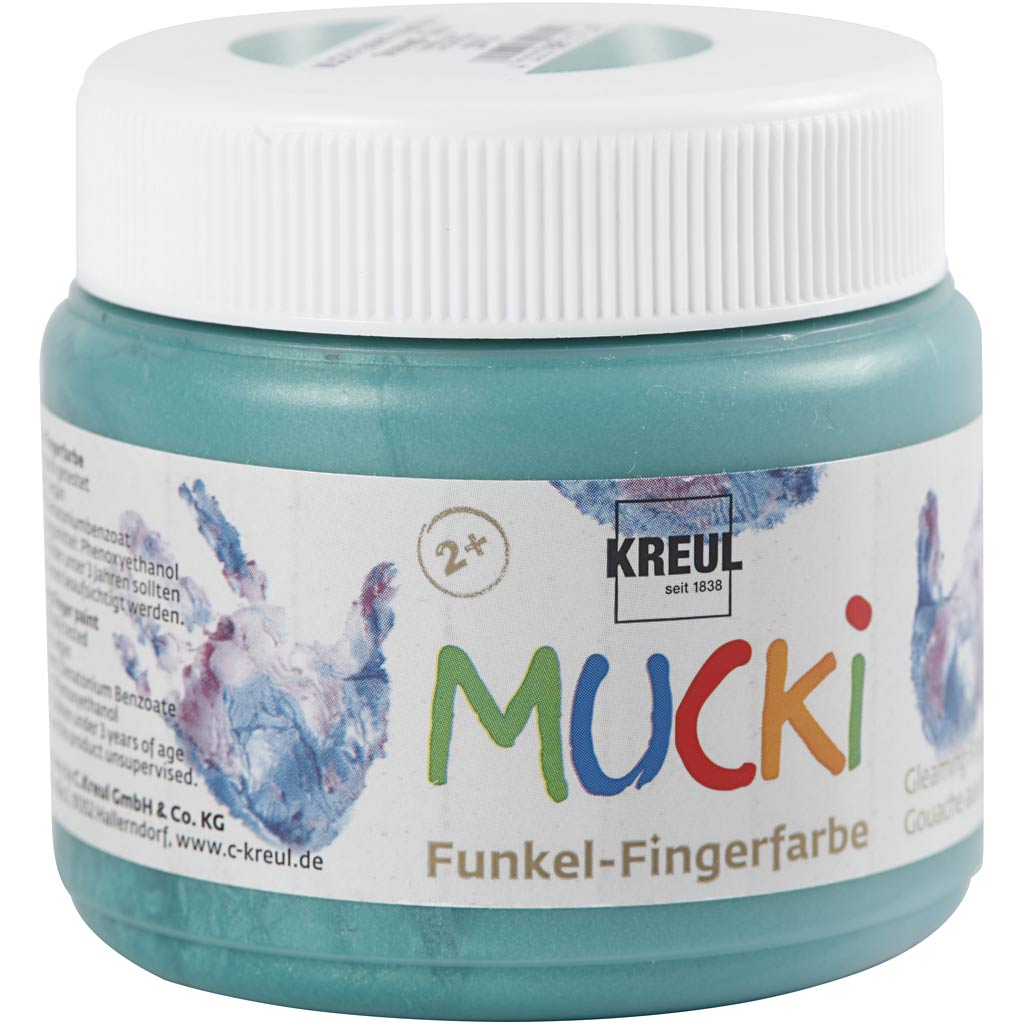 Creativ company mucki finger paint, green metallic, 150 ml 1 box