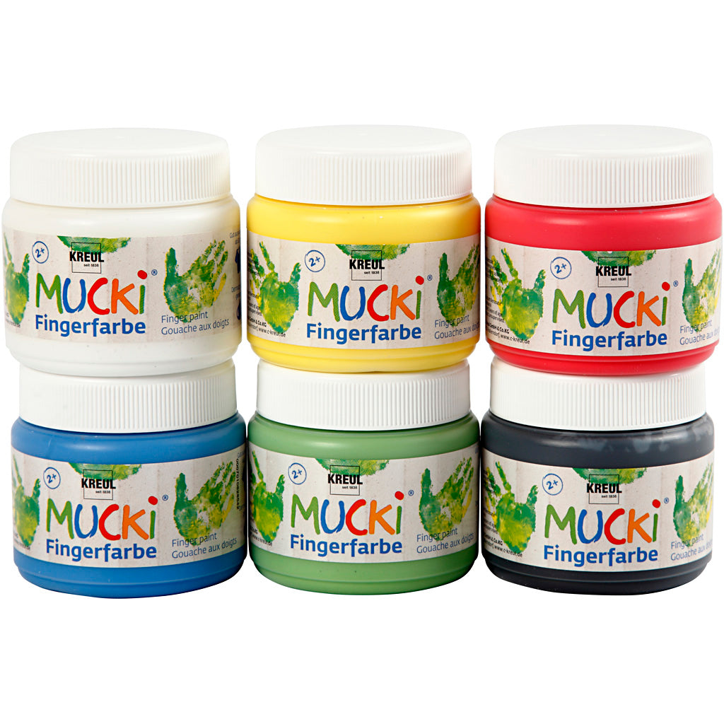 Kreul mucki finger paint, various colors, 6x150 ml 1 box