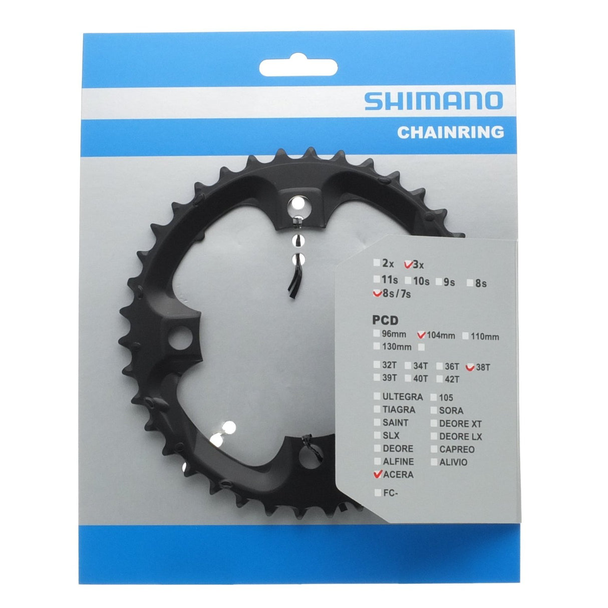 Shimano FC-M361 kæde top 38T 104mm 7-8 hastighed sort