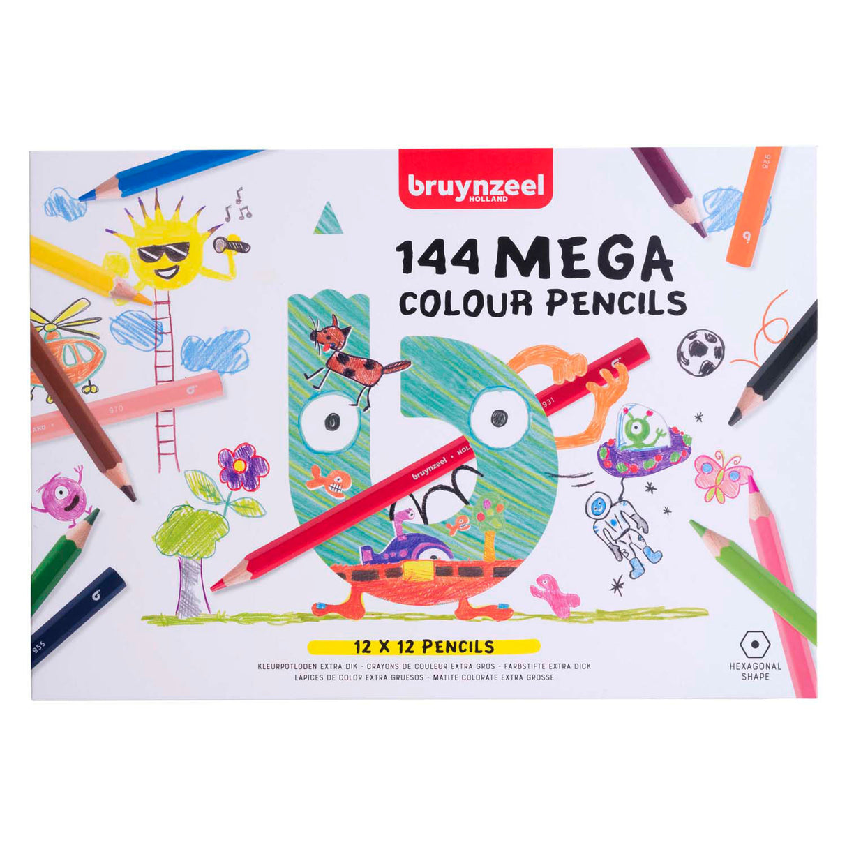 Ensemble de crayons de couleur méga Bruynzeel, 12x12 couleurs