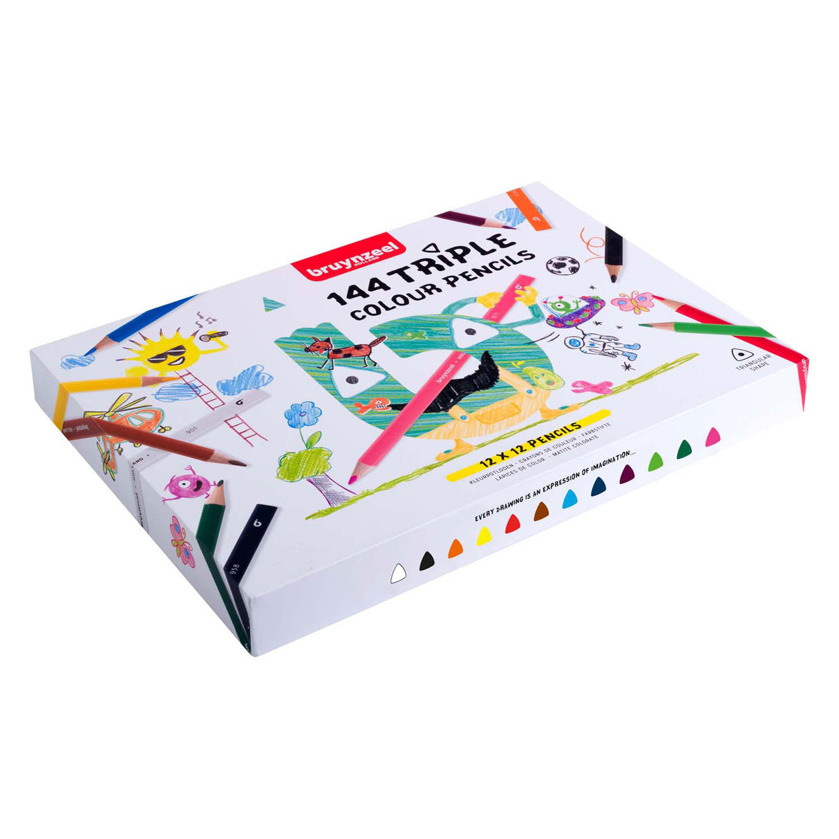 Bruynzeel Triple colored pencil set, 12x12 colors