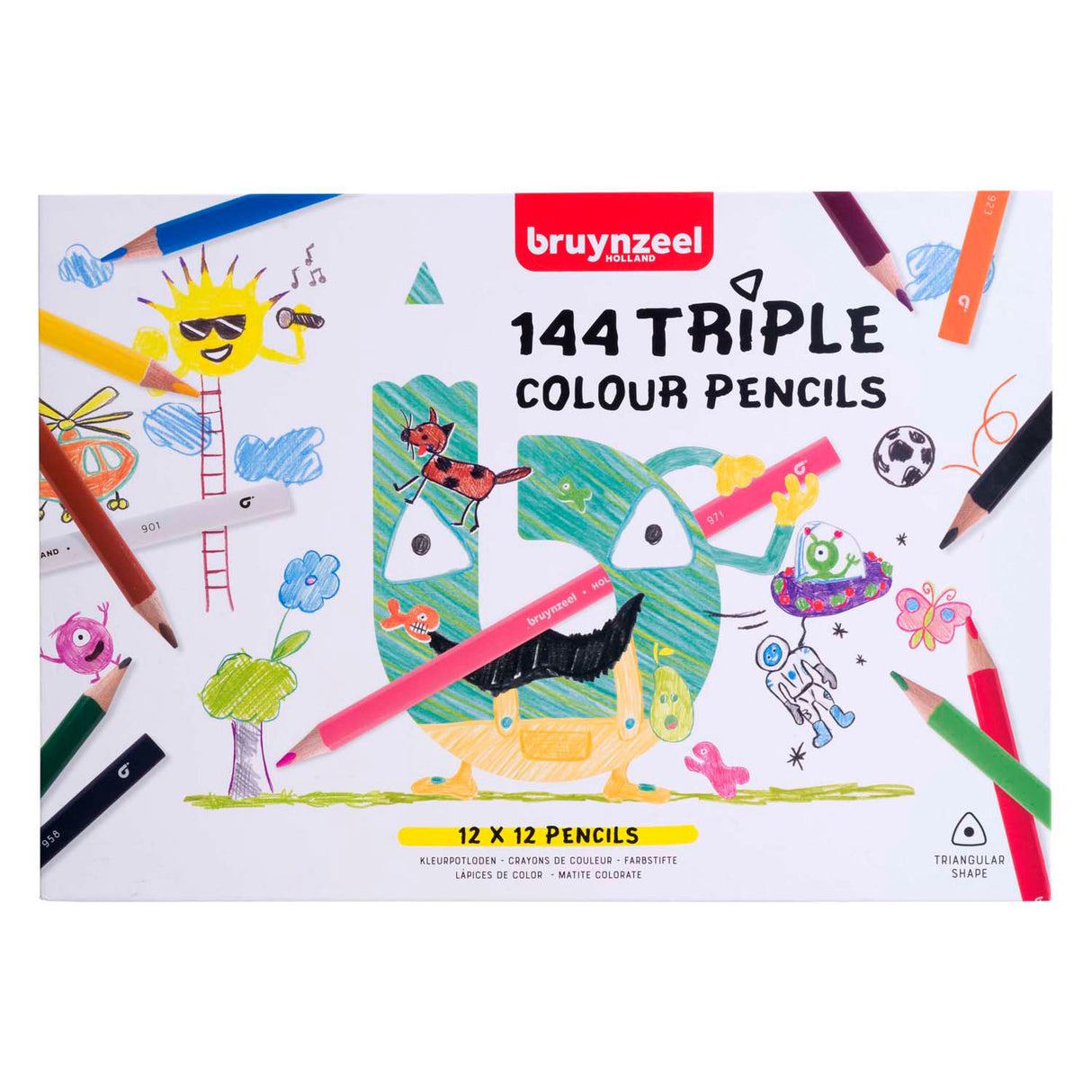 Bruynzeel Triple colored pencil set, 12x12 colors