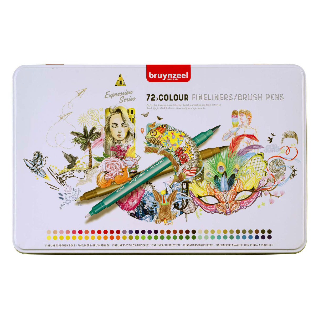 Bruynzeel Kreatives Fineliner Pinsel Pinsel Set 72 Farben