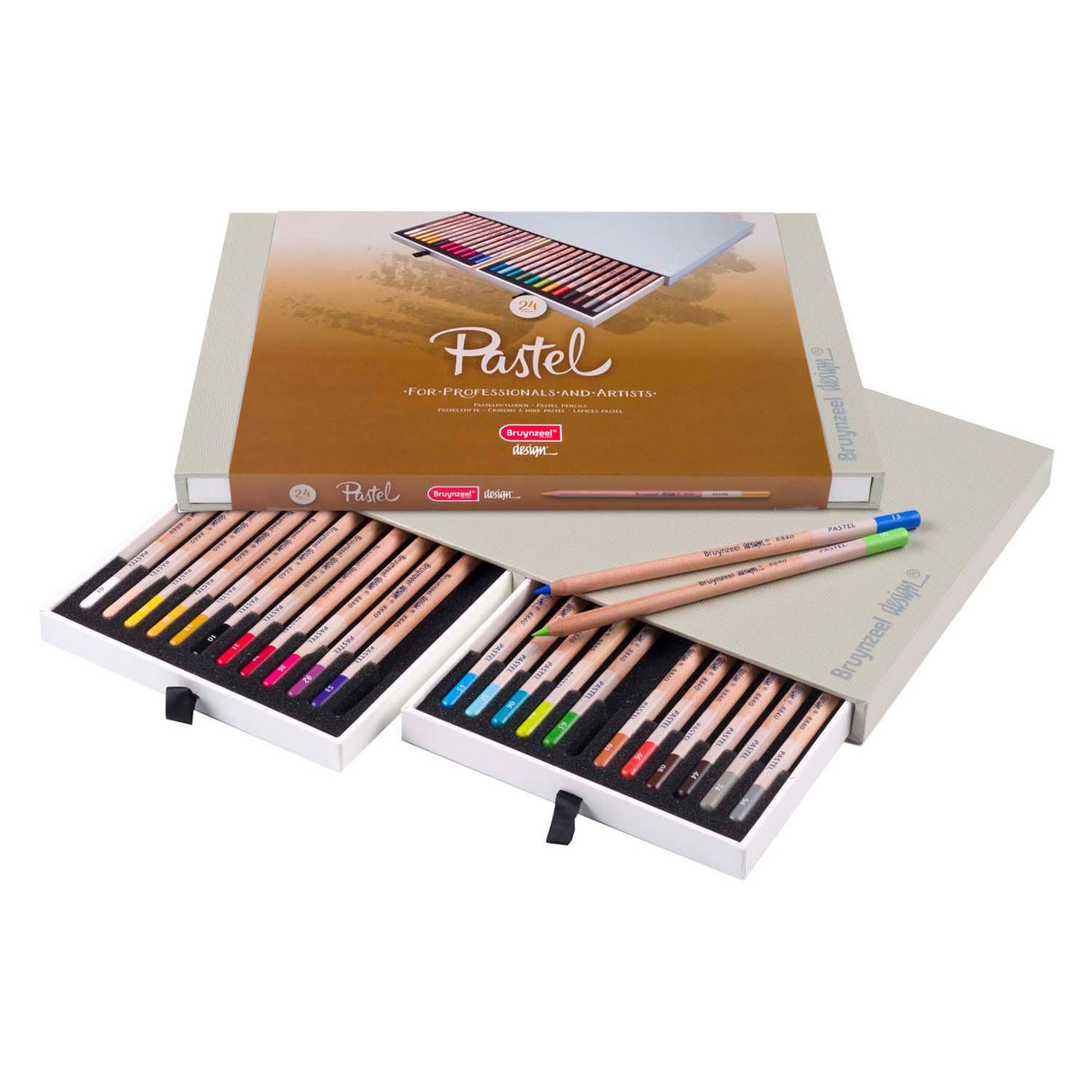 Caixa de lápis pastel com design Bruynzeel, 24 cores