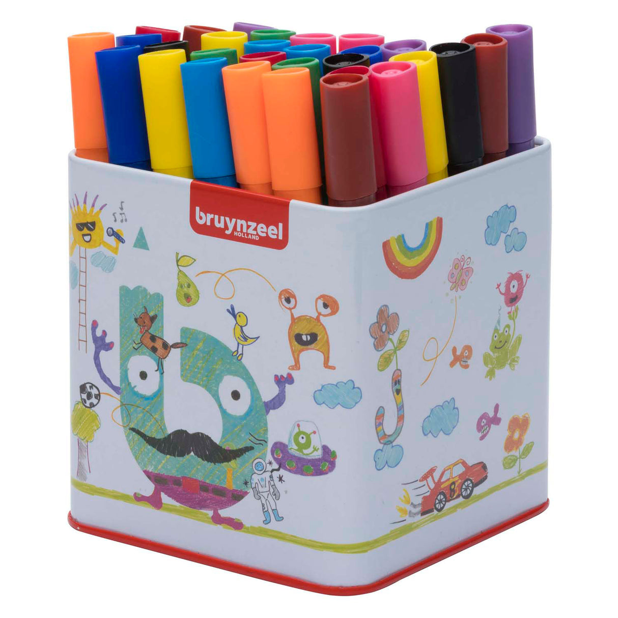 Bruynzeel Dreifach-Filzstifte in der Dose mit 50 Farben