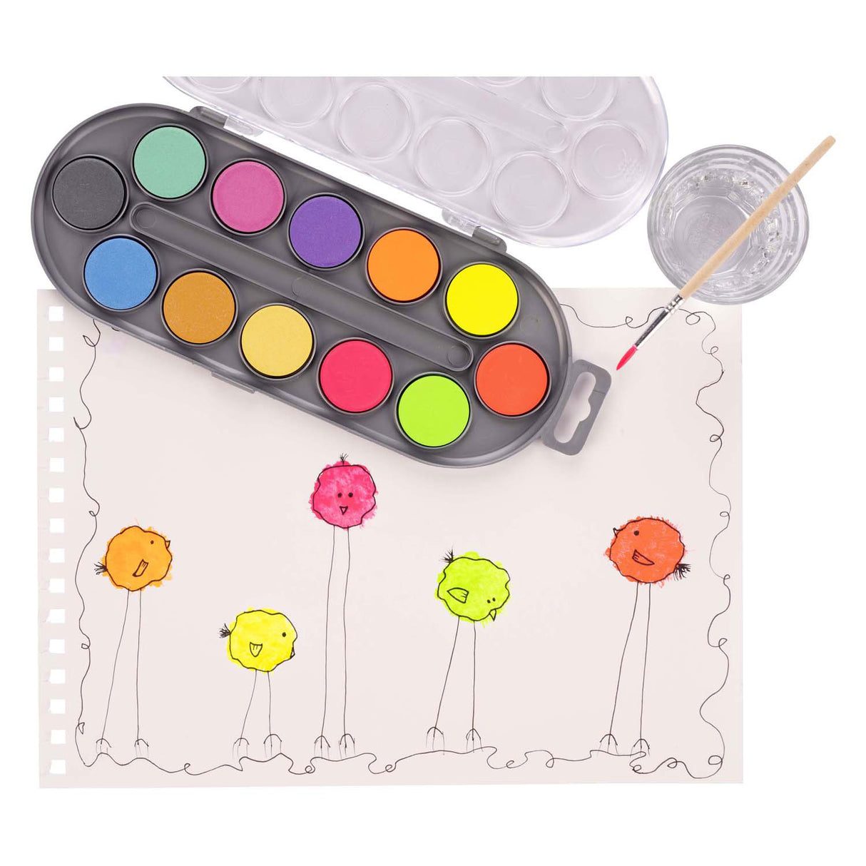 Bruynzeel Kids Watercolor Set o 12 kovových neonových barvách