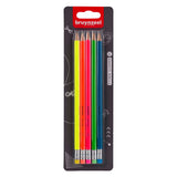 Set de crayons graphite Bruynzeel néon, 5 crayons HB avec gomme