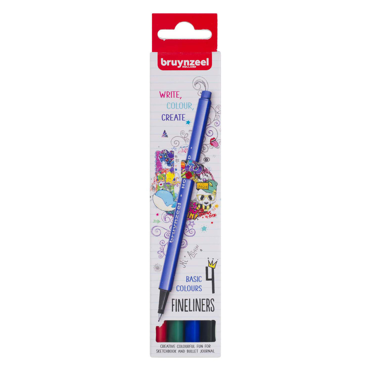 Bruynzeel Fineliner satte 4 farver