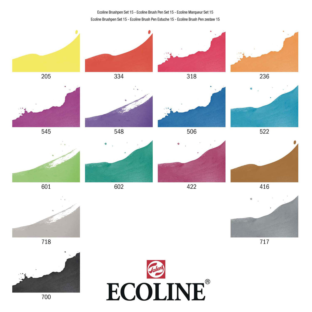 Bruynzeel Ecoline Brush Pen Set, 15 colors