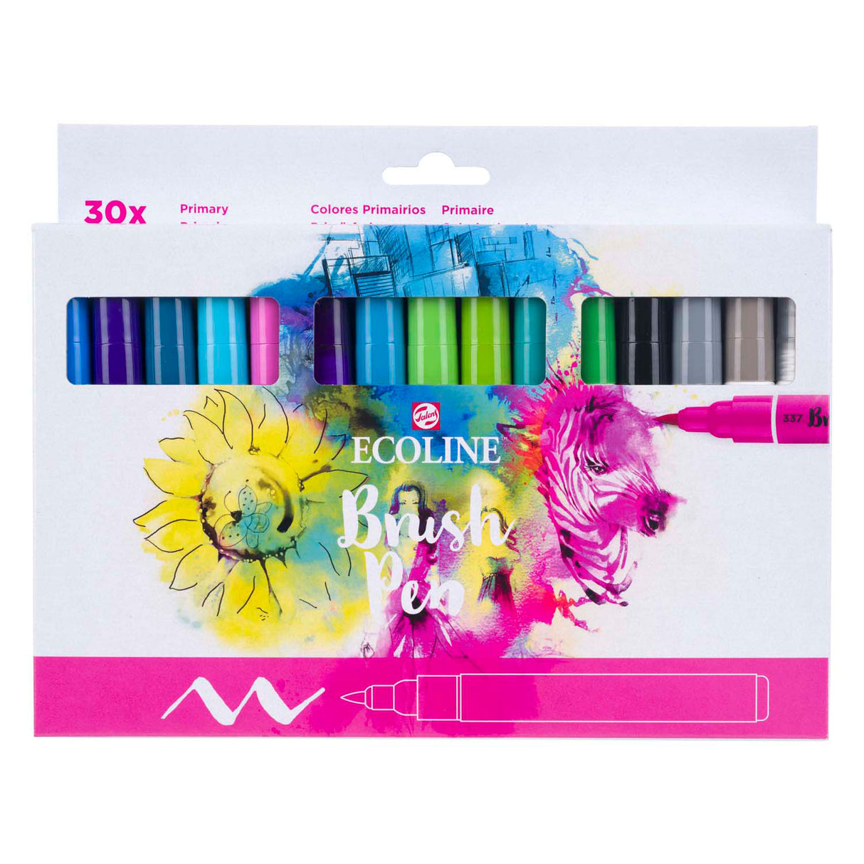 Bruynzeel Ecoline Pinselstift-Set Primär, 30 Farben