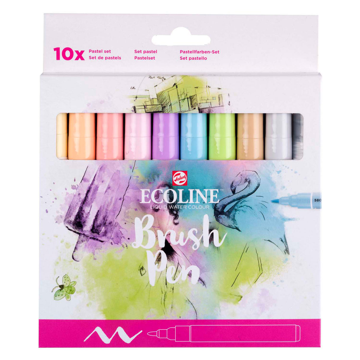 Bruynzeel Ecoline Pinselstift-Set Pastell, 10 Farben