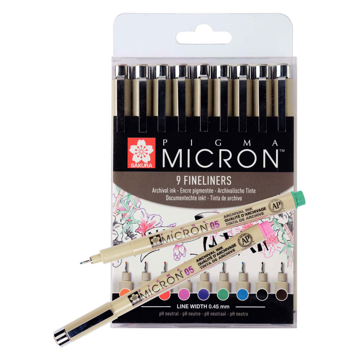 Plumier Sakura pigma micron 05 con 9 colores