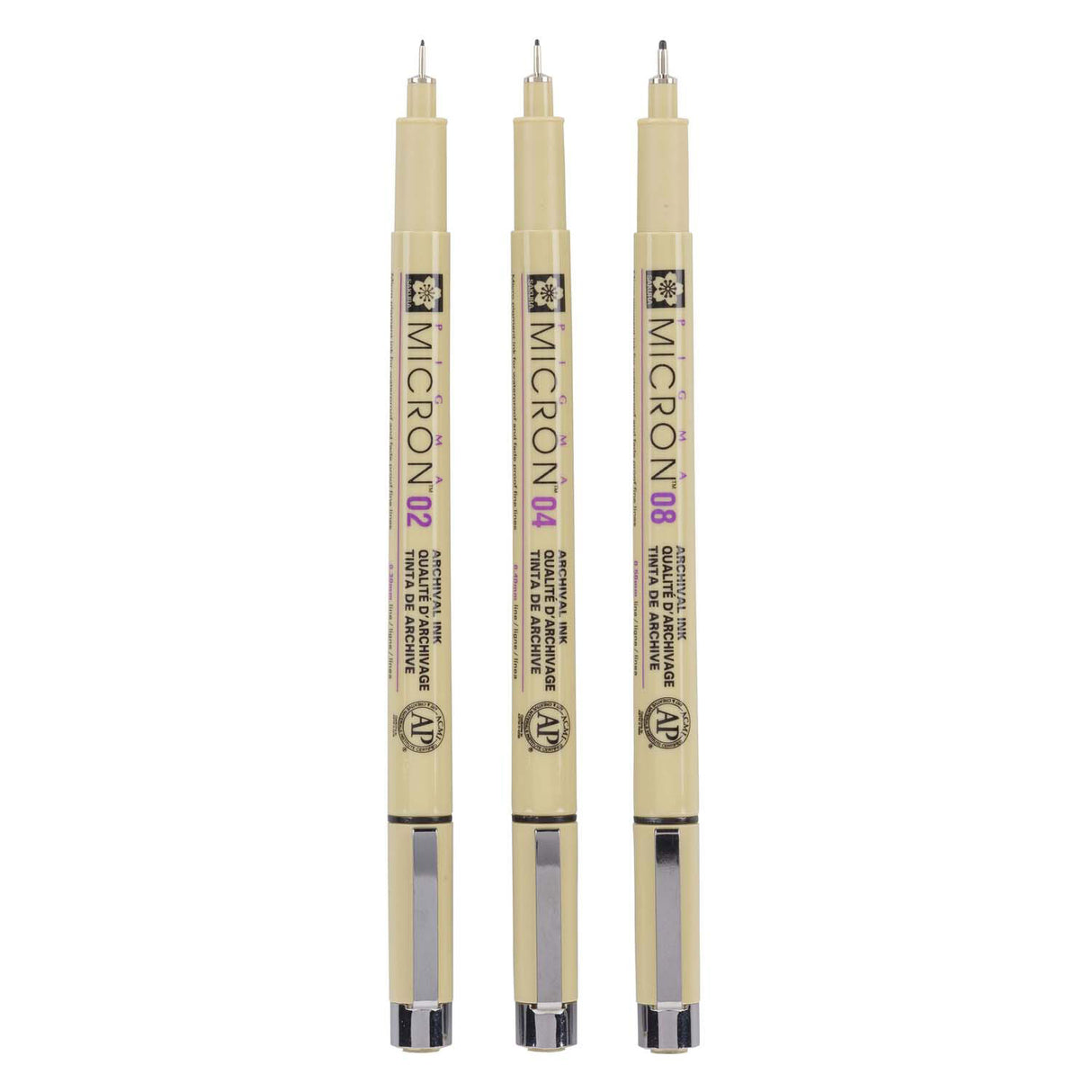 Sakura Pigma Micron Endui 3 Fineliners Black 02-04-08