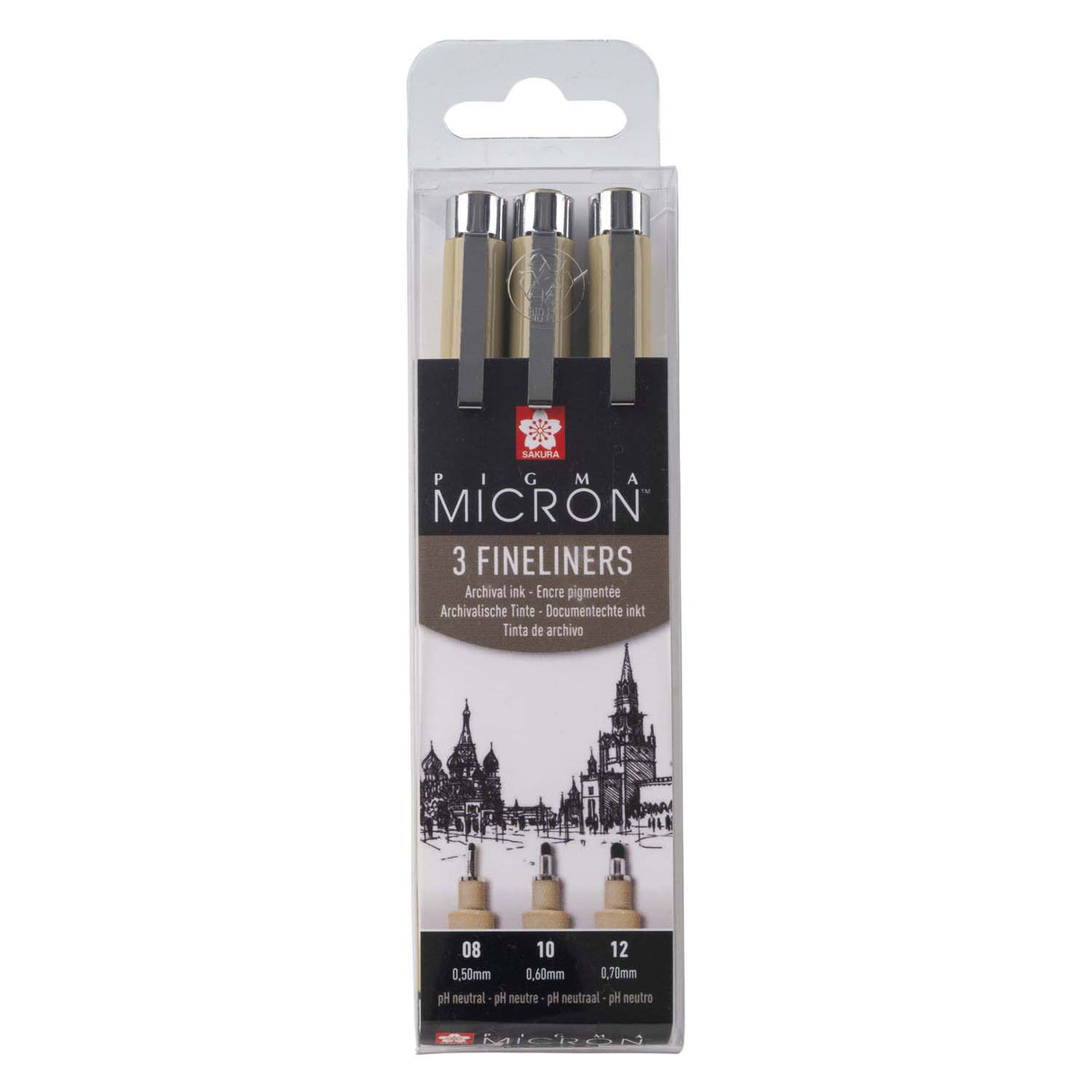 Sakura Pigma Micron Endui 3 Fineliners Black 08-10-12 wide