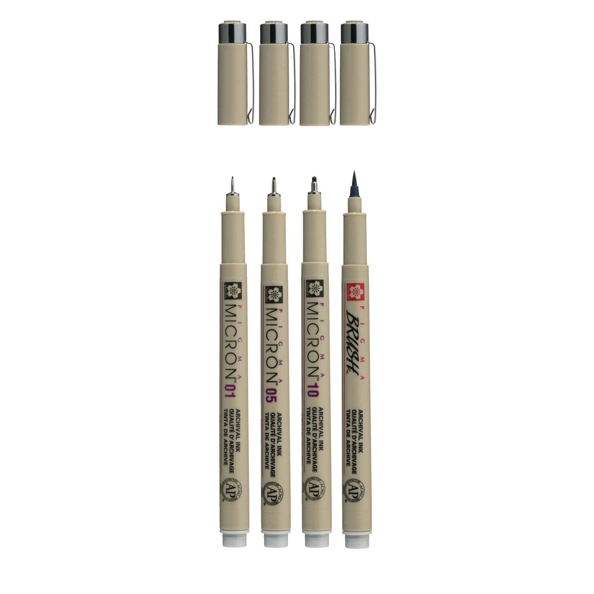 Sakura pigma Micron Fineliner Set, 4 Gréissten, hell cool gro