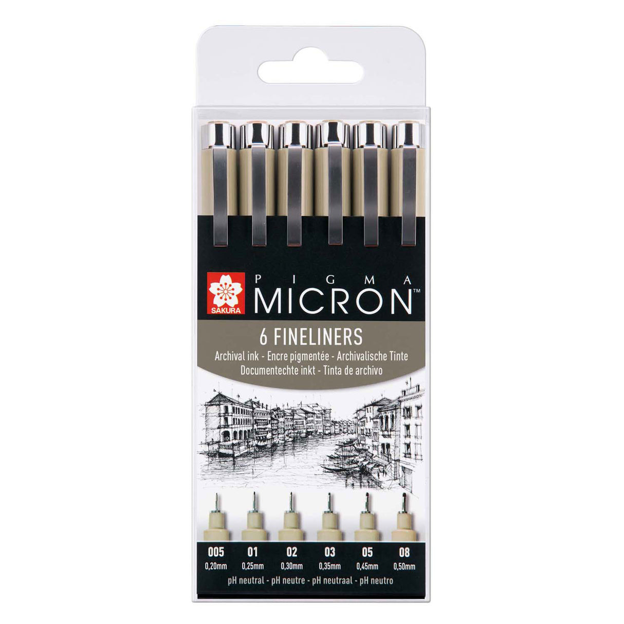 Sakura Pigma Micron Torebka 6 Fineliners Black