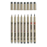 Sakura pigma micron fineliner setti 8 kynää. (vaalea) viileä harmaa