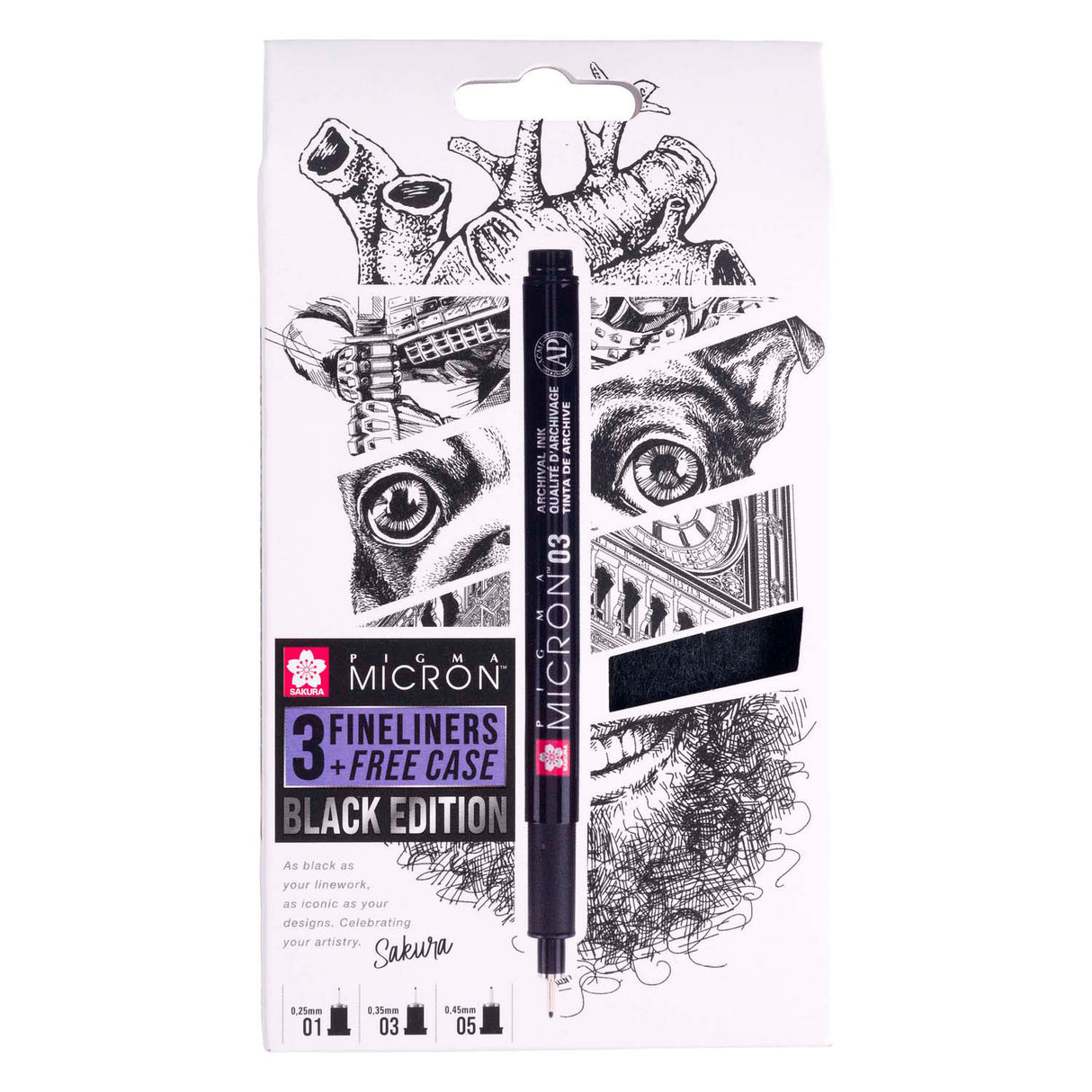Sakura Pigma Micron Black Edition Set and Free Pole, 3st
