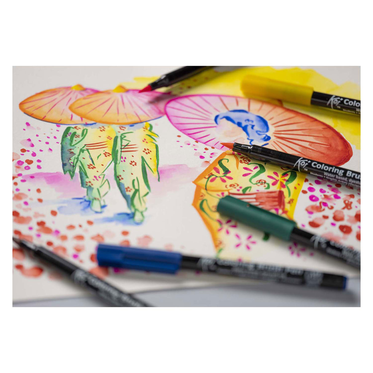 Sakura Koi Coloring Brush Pen Set Bright, 6 colors