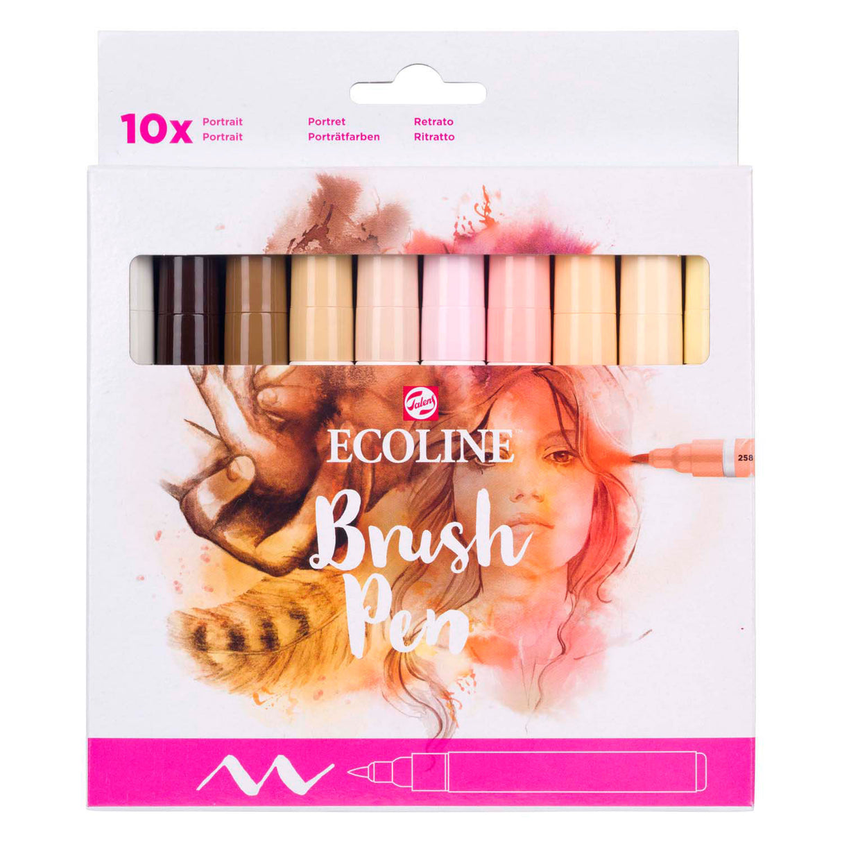 Bruynzeel ecoline brush pen set portrait, 10 colors