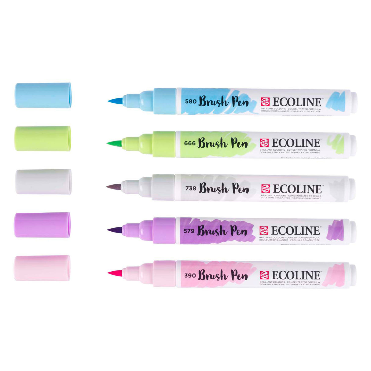 Bruynzeel Ecoline Pinsel Pen Set Pastell, 5 Faarwen