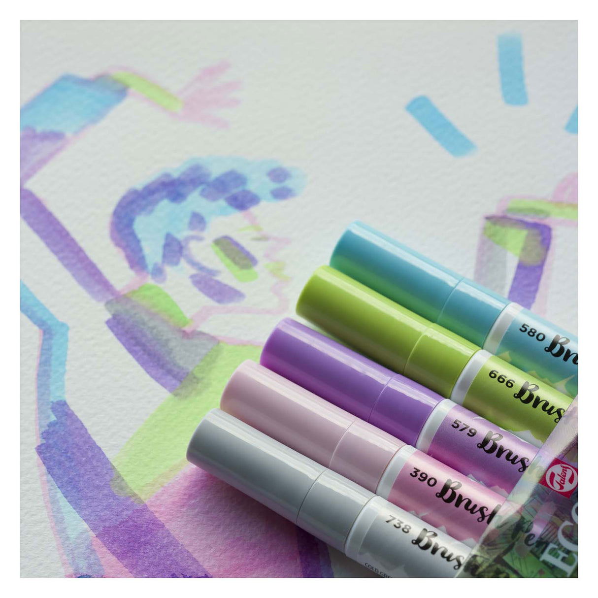 Bruynzeel Ecoline Pinsel Pen Set Pastell, 5 Faarwen